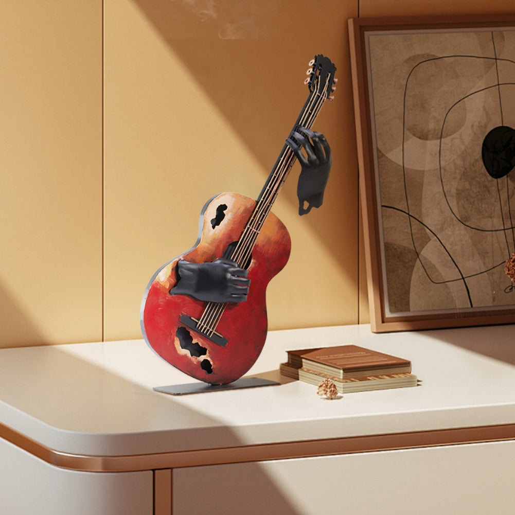 SunBlogs Art Handmade & Hand-painted Metal Guitar Sculpture for Music Lovers