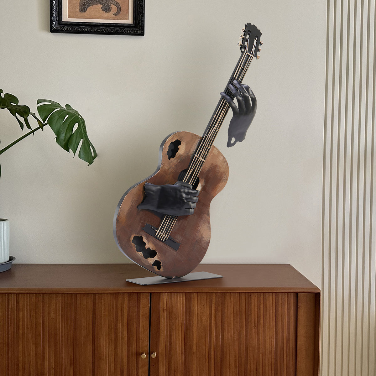 SunBlogs Art Handmade & Hand-painted Metal Guitar Sculpture for Music Lovers