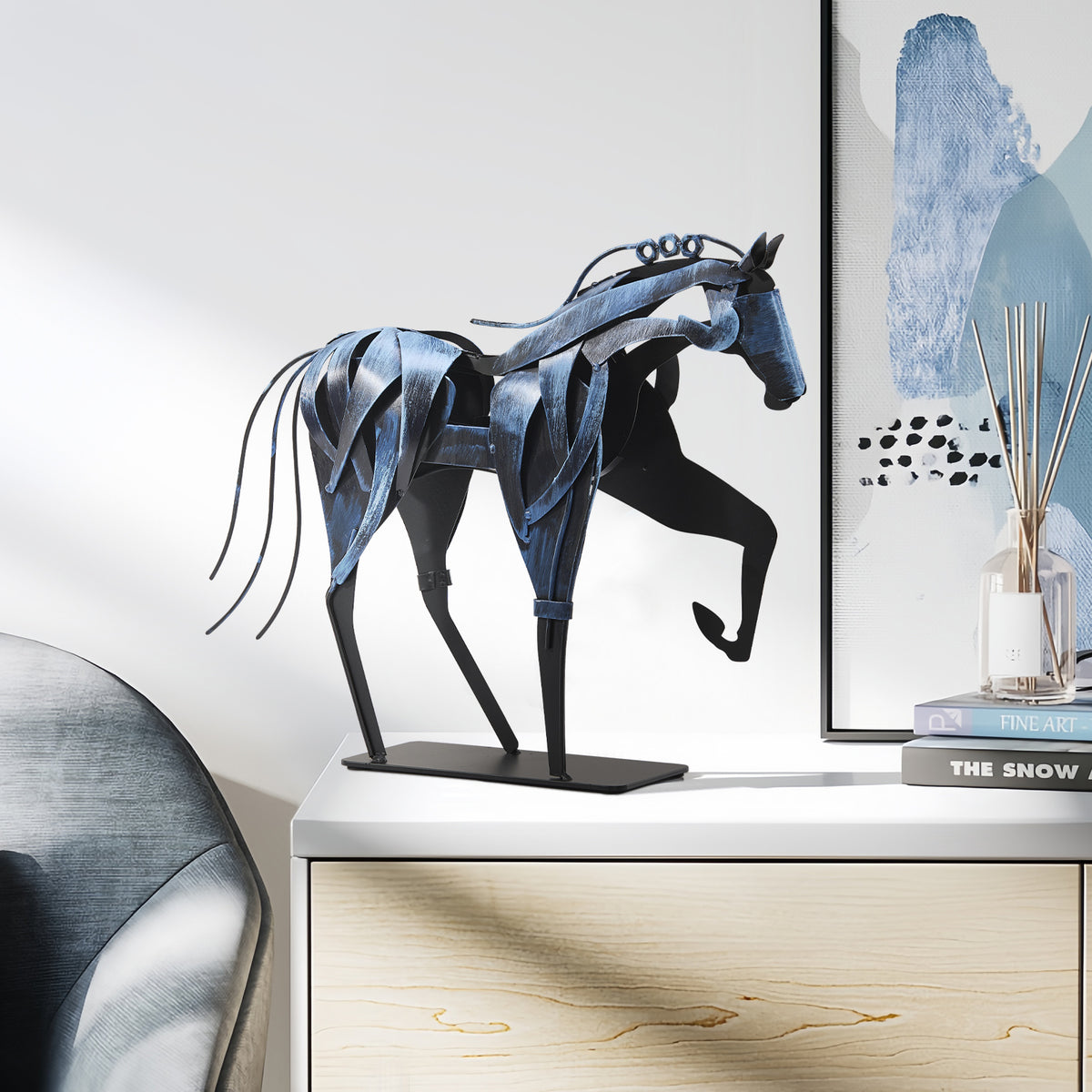 SunBlogs Art Handmade & Hand-painted Metal Horse Sculpture for Horse Lovers
