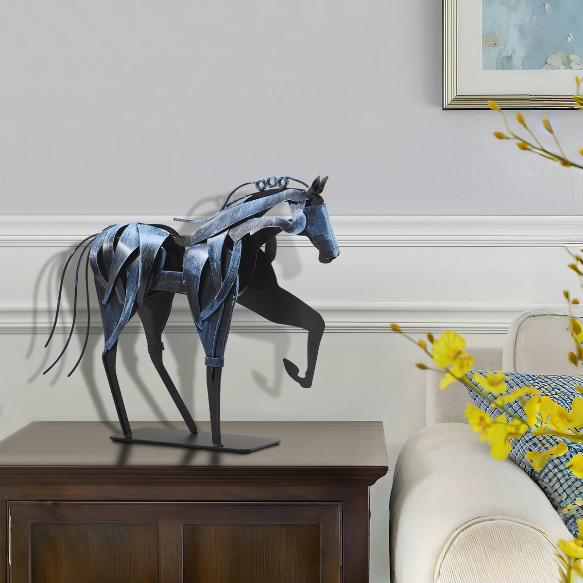 SunBlogs Art Handmade & Hand-painted Metal Horse Sculpture for Horse Lovers
