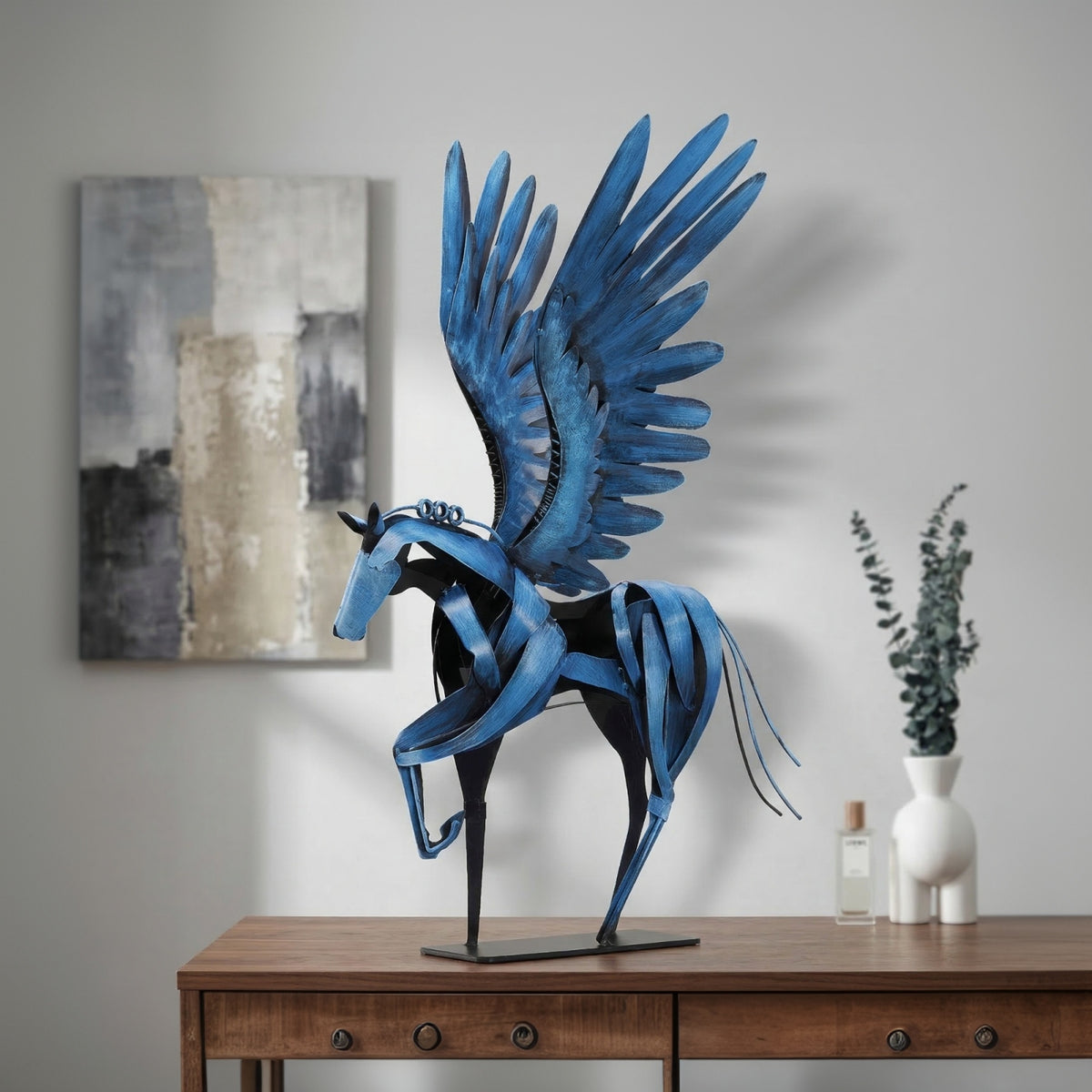 SunBlogs Art Handmade & Hand-painted Metal Flying Horse Statue & Sculpture