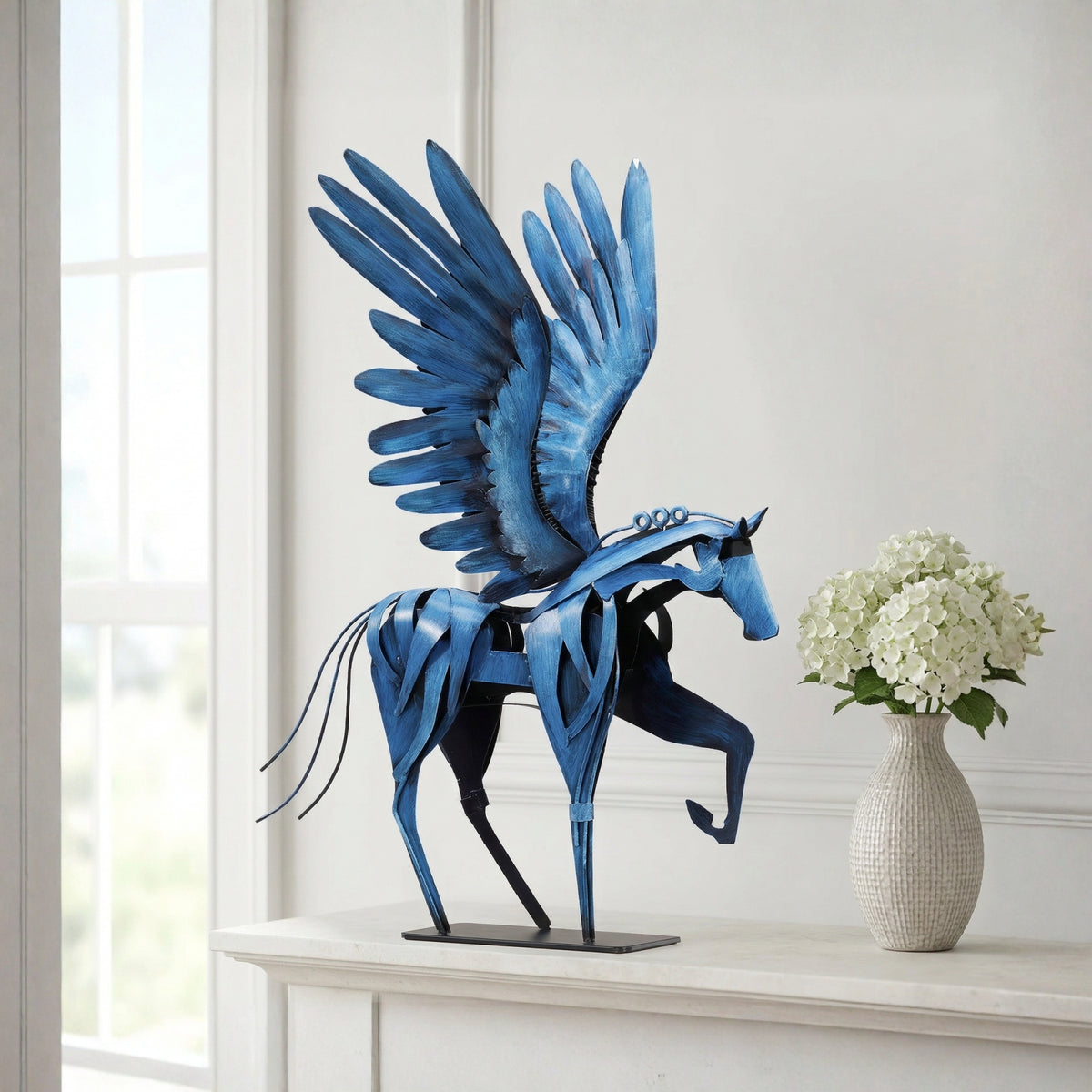 SunBlogs Art Handmade & Hand-painted Metal Flying Horse Statue & Sculpture