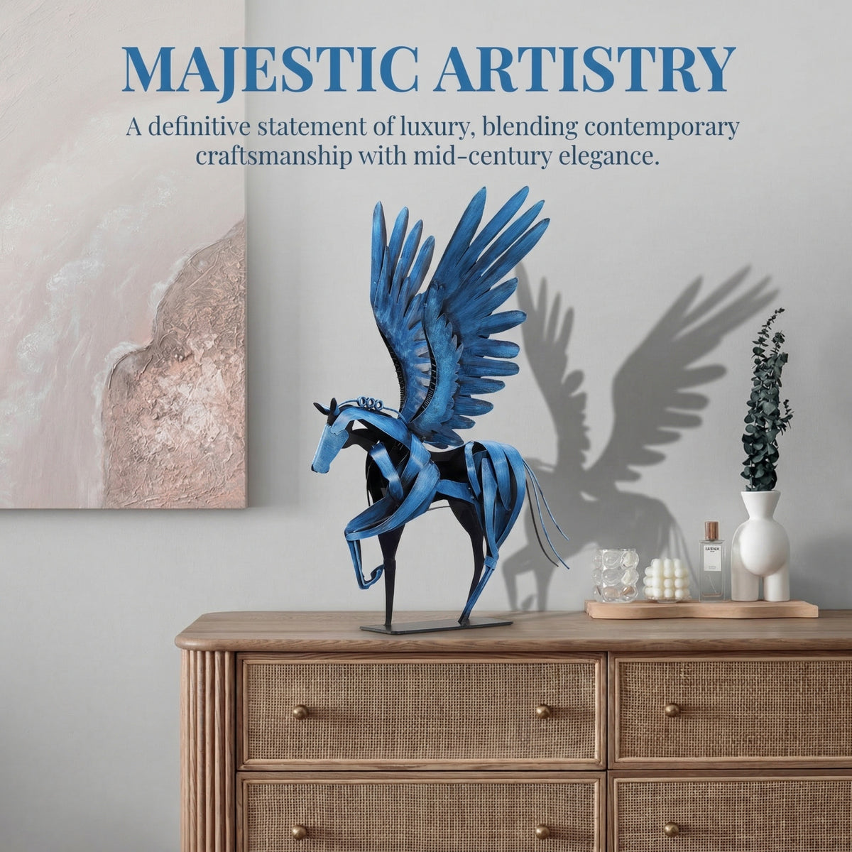 SunBlogs Art Handmade & Hand-painted Metal Flying Horse Statue & Sculpture