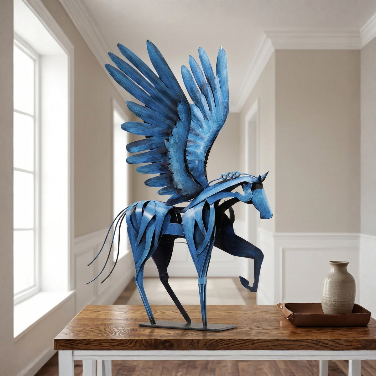 SunBlogs Art Handmade & Hand-painted Metal Flying Horse Statue & Sculpture