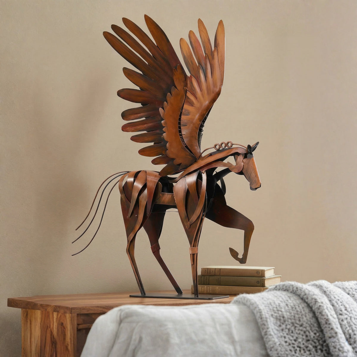 SunBlogs Art Handmade & Hand-painted Metal Flying Horse Statue & Sculpture