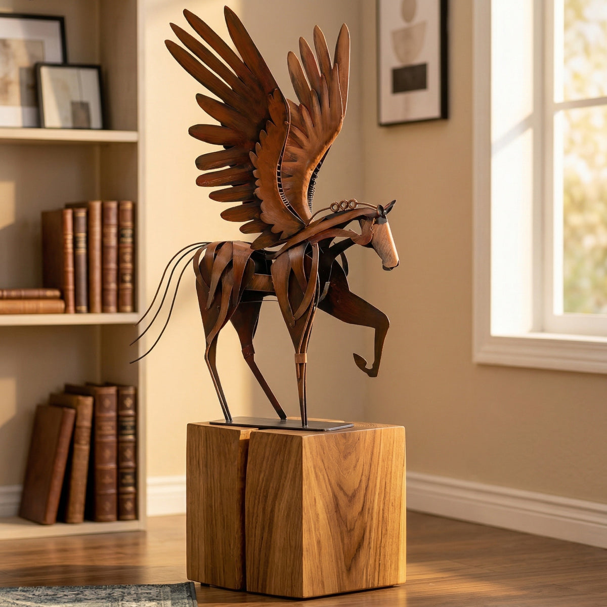 SunBlogs Art Handmade & Hand-painted Metal Flying Horse Statue & Sculpture