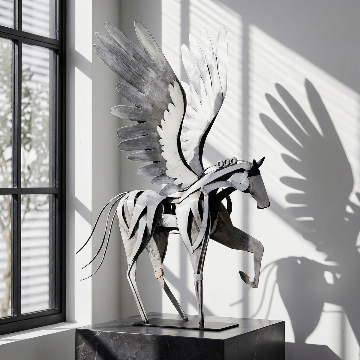 SunBlogs Art Handmade & Hand-painted Metal Flying Horse Statue & Sculpture