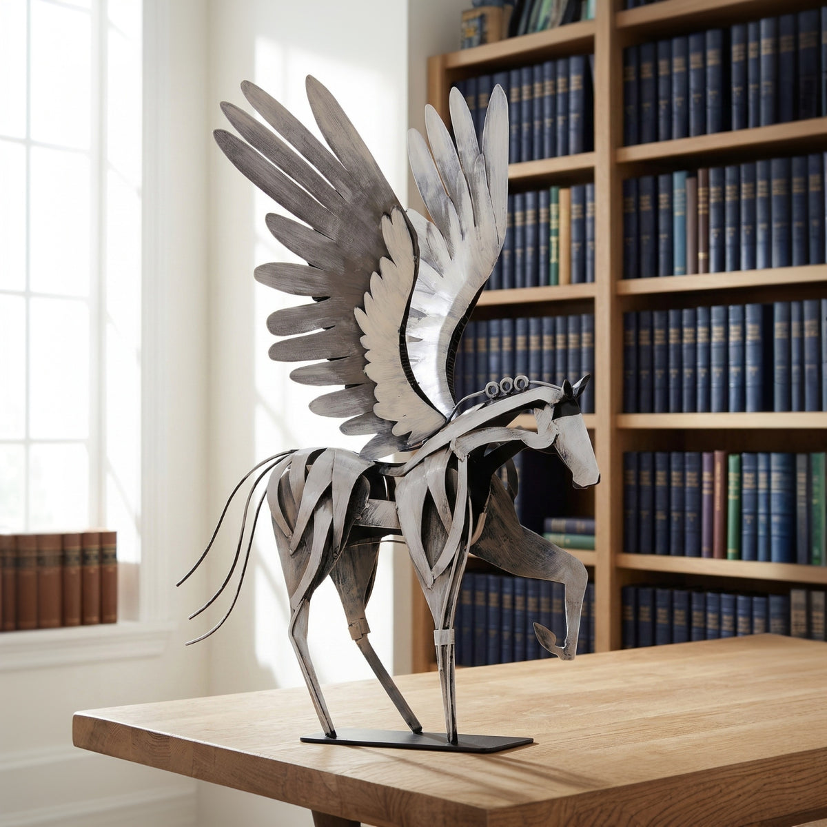 SunBlogs Art Handmade & Hand-painted Metal Flying Horse Statue & Sculpture