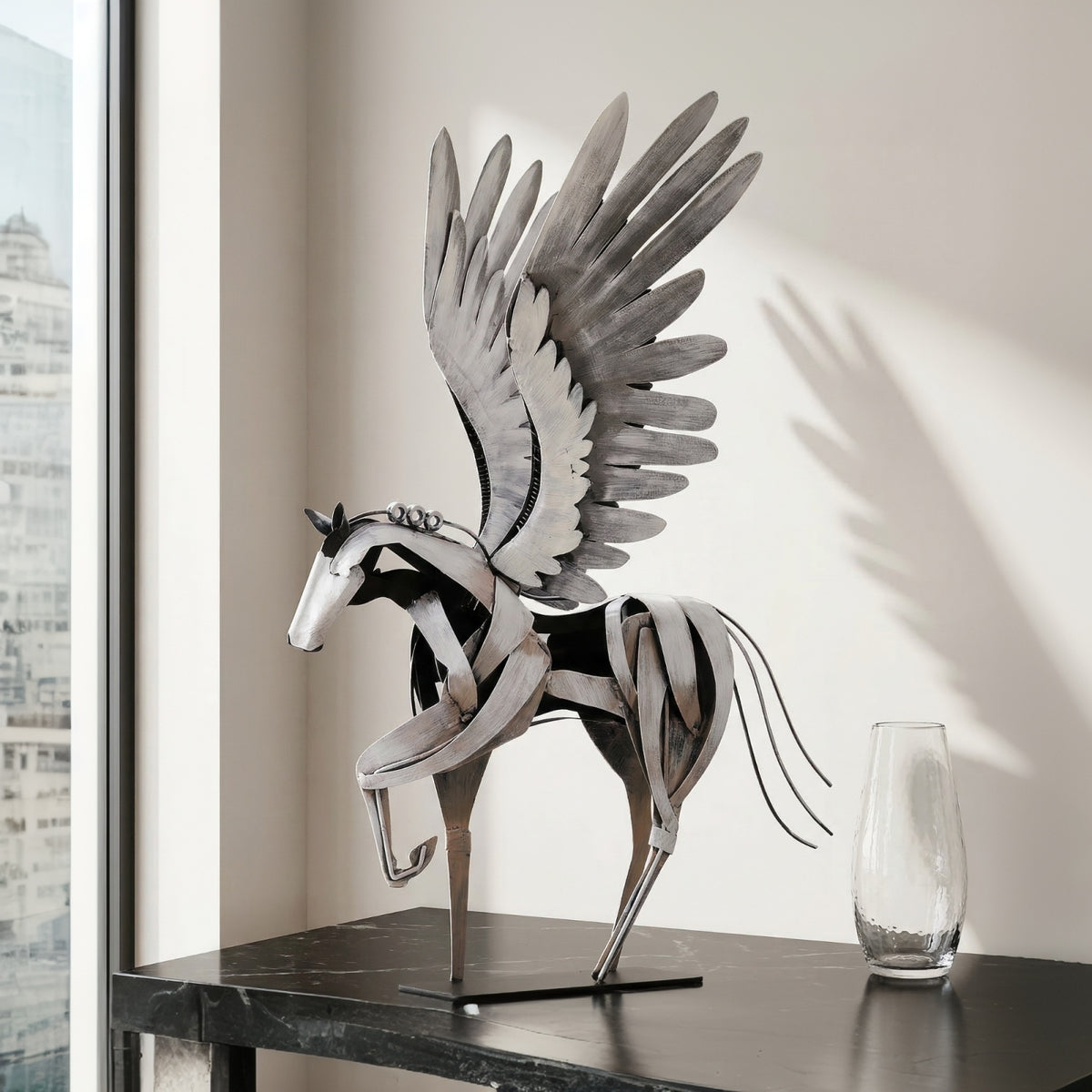 SunBlogs Art Handmade & Hand-painted Metal Flying Horse Statue & Sculpture