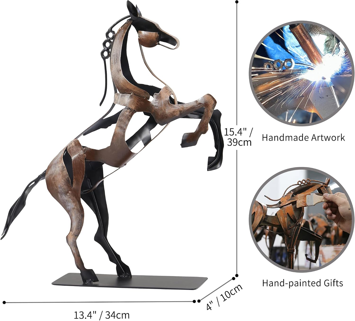 SunBlogs Art Handmade & Hand-painted Metal Horse Statue & Sculpture Gifts