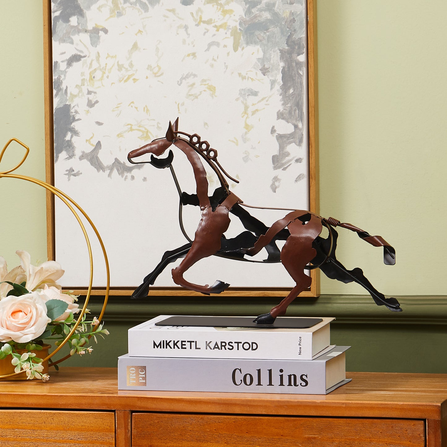 SunBlogs Art Metal Horse Statue & Sculpture Decor