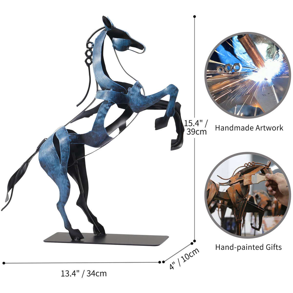SunBlogs Art Handmade & Hand-painted Metal Horse Statue & Sculpture Gifts